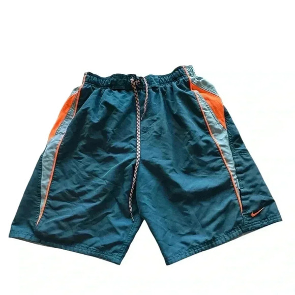 NIKE Men’s Swimming Trunks Size M Blue/Orange/Teal Travel Vacation N209 - Picture 1 of 8